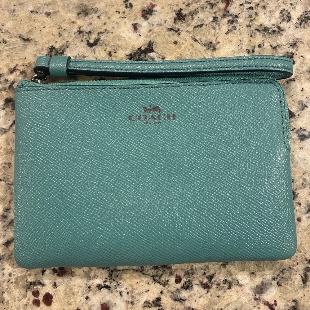 Coach aqua teal Wristlet Clutch